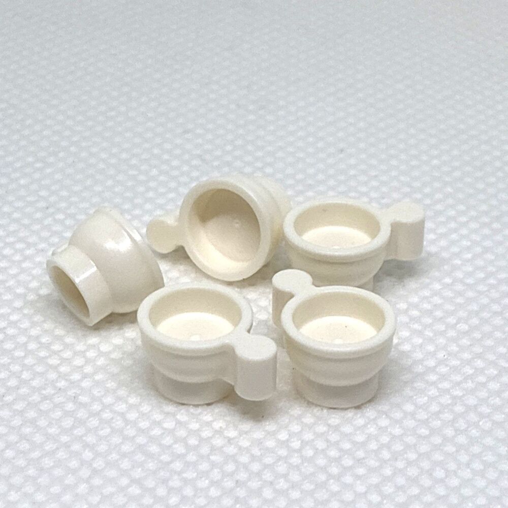 LEGO Parts - White Minifigure, Utensil Teacup - No 38014 - QTY 5